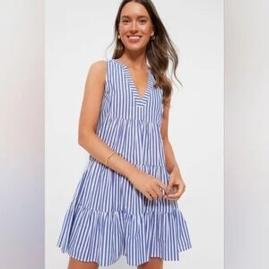 Pomander Place Babydoll Striped Tiered Mini Dress Womens Large Resort Flowy Boho